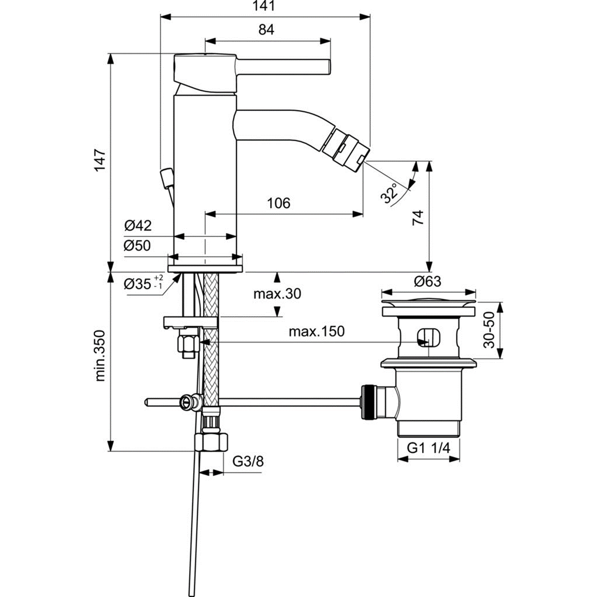 Ideal Standard Ceraline Смеситель для биде, цвет: chrome BC197AA
