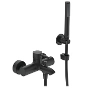 Ideal Standard Ceraline Смеситель для ванны и душа с лейкой, держателем и шлангом, цвет: silk black BC270XG
