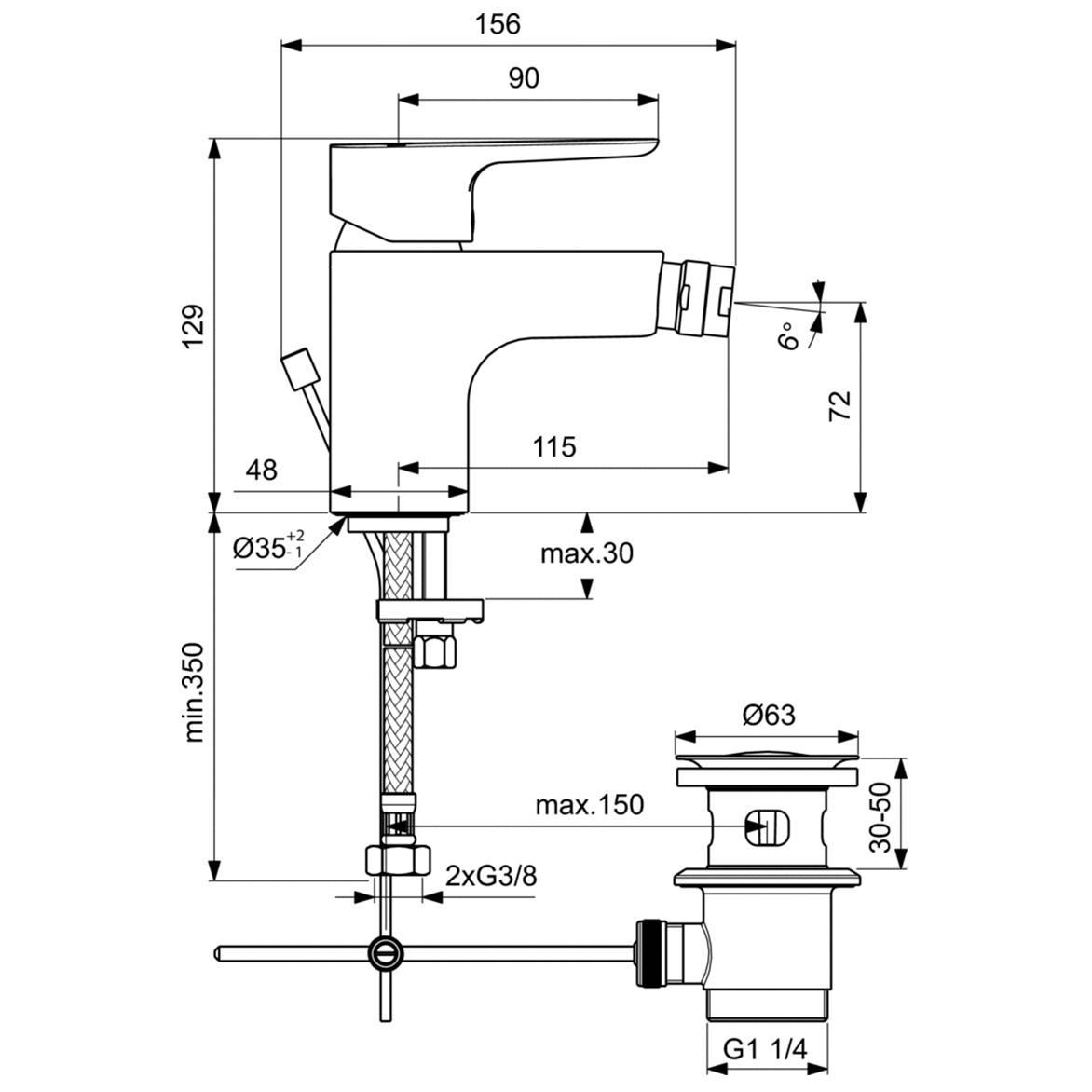 Ideal Standard Cerafine O Смеситель для биде, цвет: chrome BC498AA