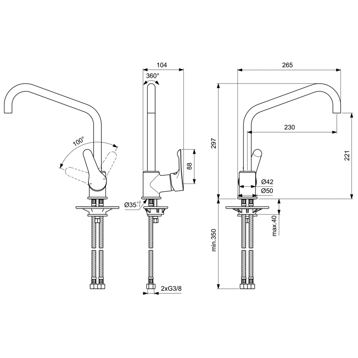Ideal Standard Alpha Смеситель для кухни, цвет: chrome BC660AA