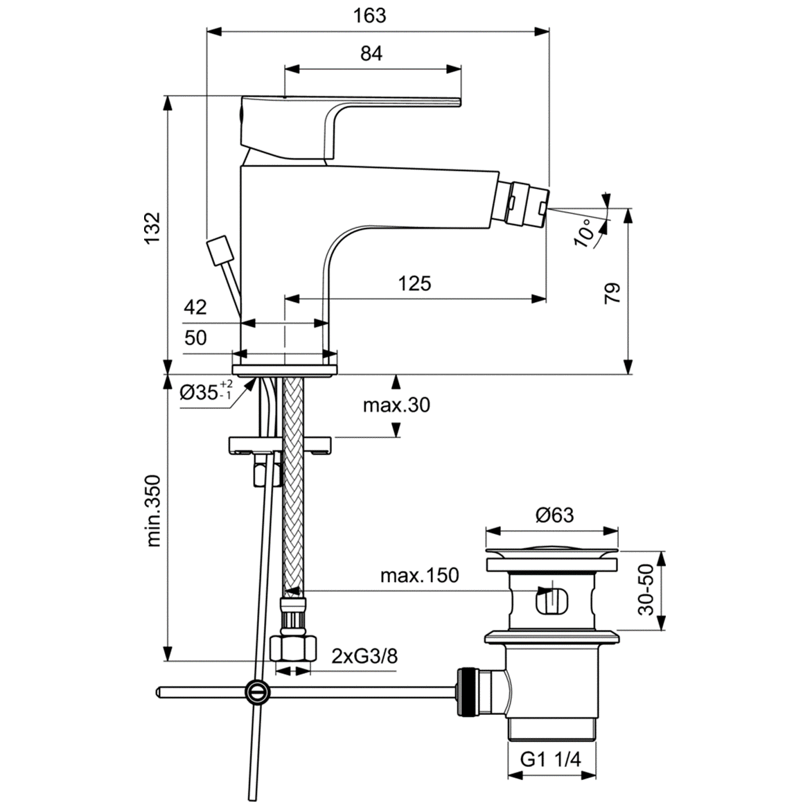 Ideal Standard Cerafine D Смеситель для биде, цвет: chrome BC691AA