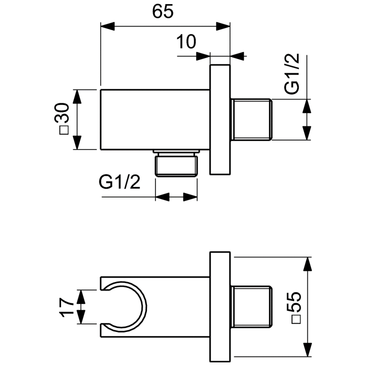 Ideal Standard Idealrain Шланговое подключение с держателем, цвет: chrome BC771AA