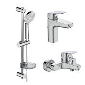 Ideal Standard Ceraflex Комплект: 2 смесителя, лейка, штанга с мыльницей, шланг, цвет: chrome BD001AA