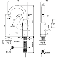 Ideal Standard Ceraplan Смеситель для раковины, д/к, высота излива 19,9 см, цвет: chrome BD235AA