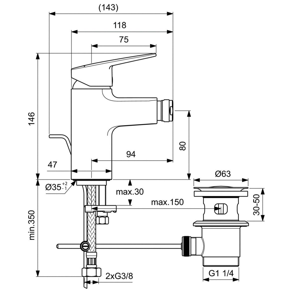 Ideal Standard Ceraplan Смеситель для биде, цвет: chrome BD248AA