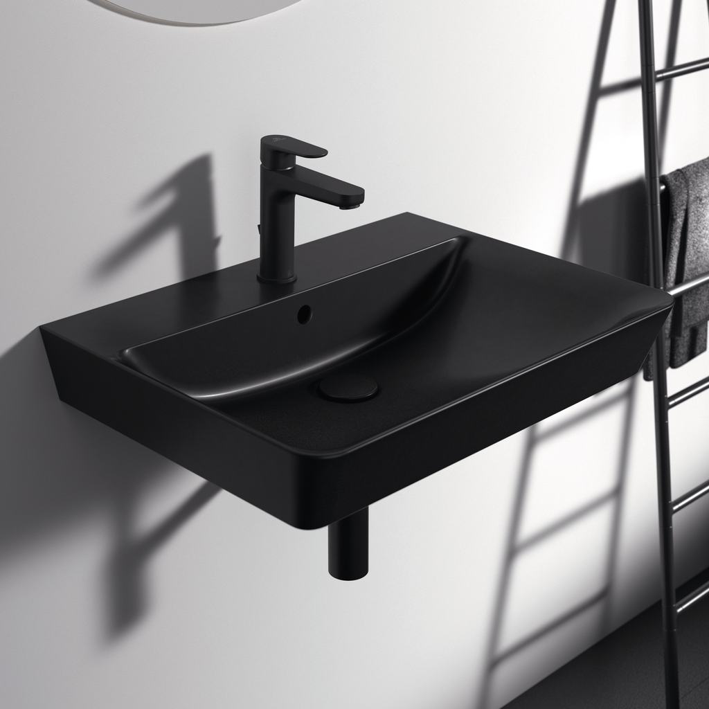 Ideal Standard Connect Air Раковина подвесная 60x46 см, с переливом, цвет: silk black E0298V3