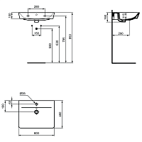 Ideal Standard Connect Air Раковина подвесная 60x46 см, с переливом, цвет: silk black E0298V3