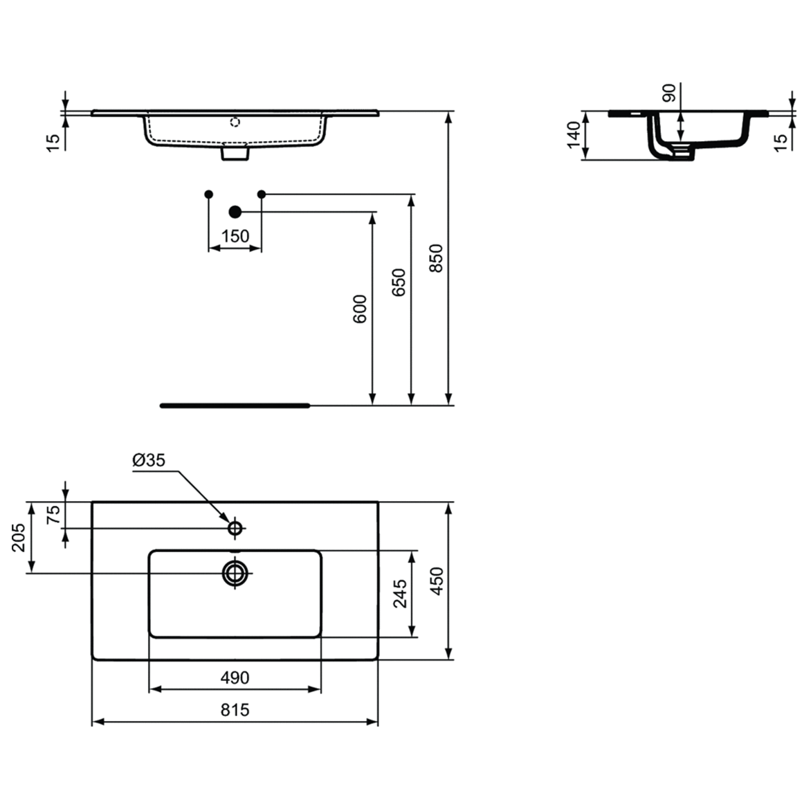 Ideal Standard Tempo Раковина мебельная 81,5x45 см, с переливом, цвет: euro white E066901