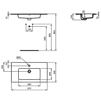 Ideal Standard Tempo Раковина мебельная 81,5x45 см, с переливом, цвет: euro white E066901
