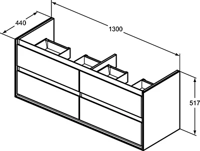 Ideal Standard Connect Air Тумба под раковину 130x44x51,7h см, цвет: glossy white/matt white E0824B2
