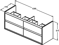 Ideal Standard Connect Air Тумба под раковину 130x44x51,7h см, цвет: glossy white/matt white E0824B2