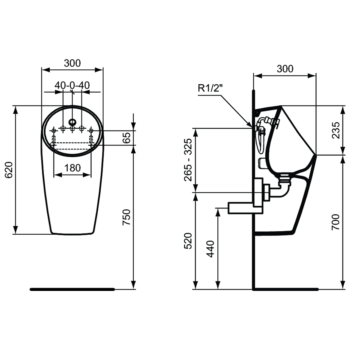 Ideal Standard Sphero Писсуар подвесной безободковый, цвет: euro white E183201