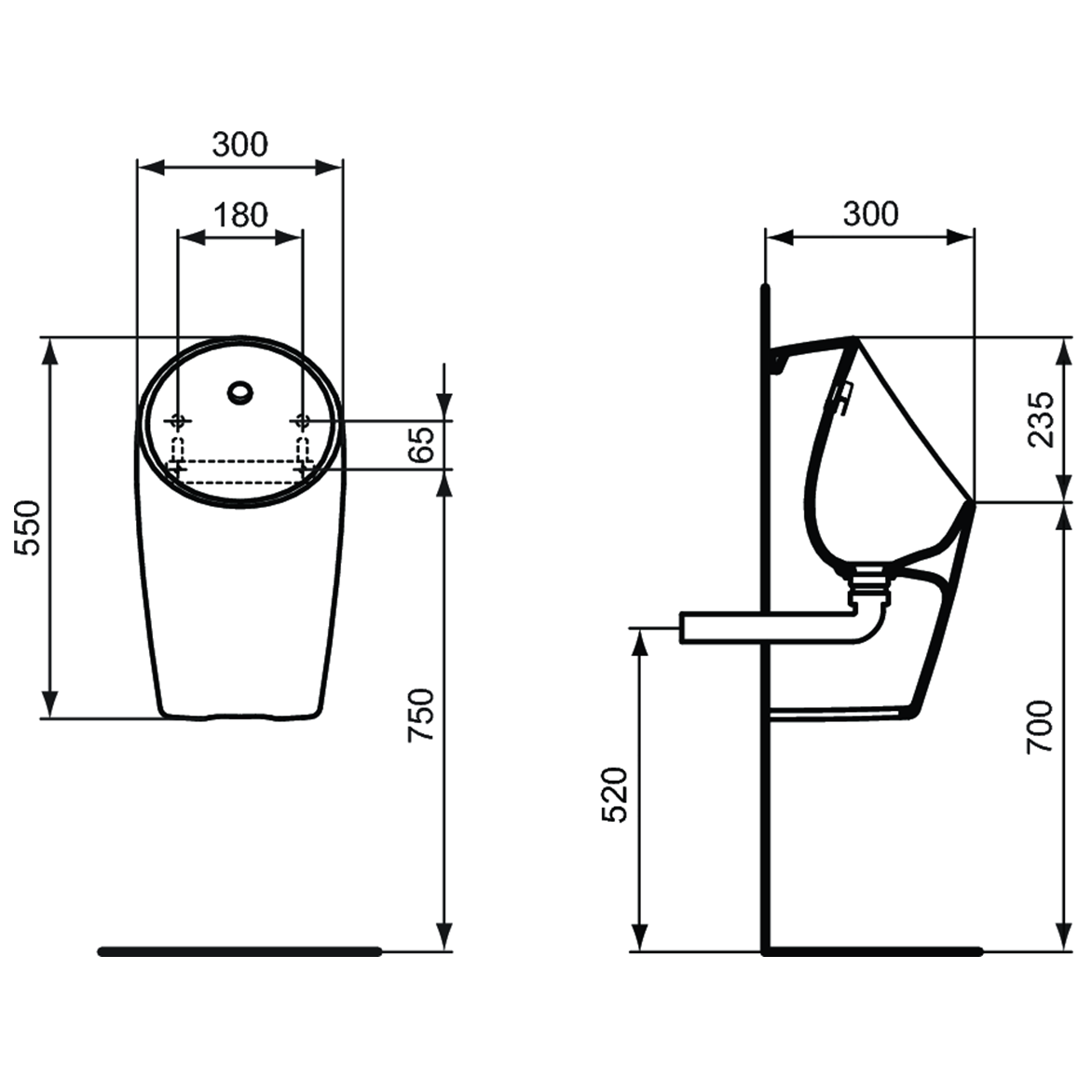 Ideal Standard Sphero Писсуар подвесной безводный, цвет: euro white E189601