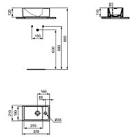 Ideal Standard Tempo Рукомойник 37x21 см, с площадкой под смеситель, без перелива, цвет: euro white E210901
