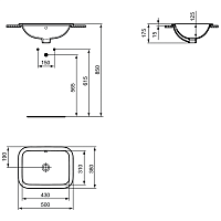 Ideal Standard Connect Раковина встраиваемая сверху 50x38 см, с переливом, цвет: euro white E505701