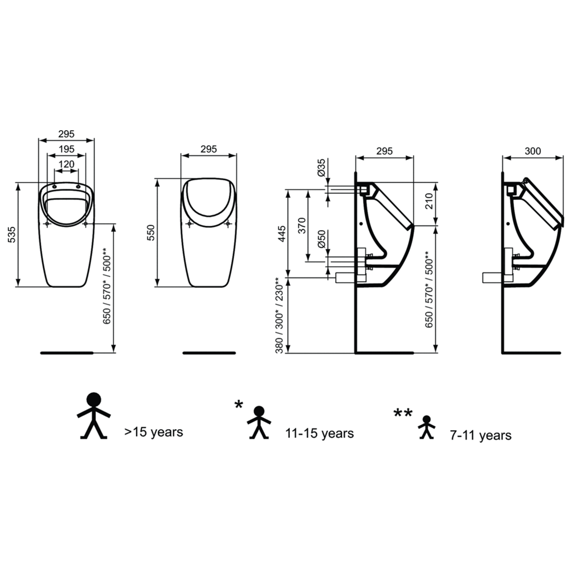 Ideal Standard Connect Писсуар подвесной, цвет: euro white E567601