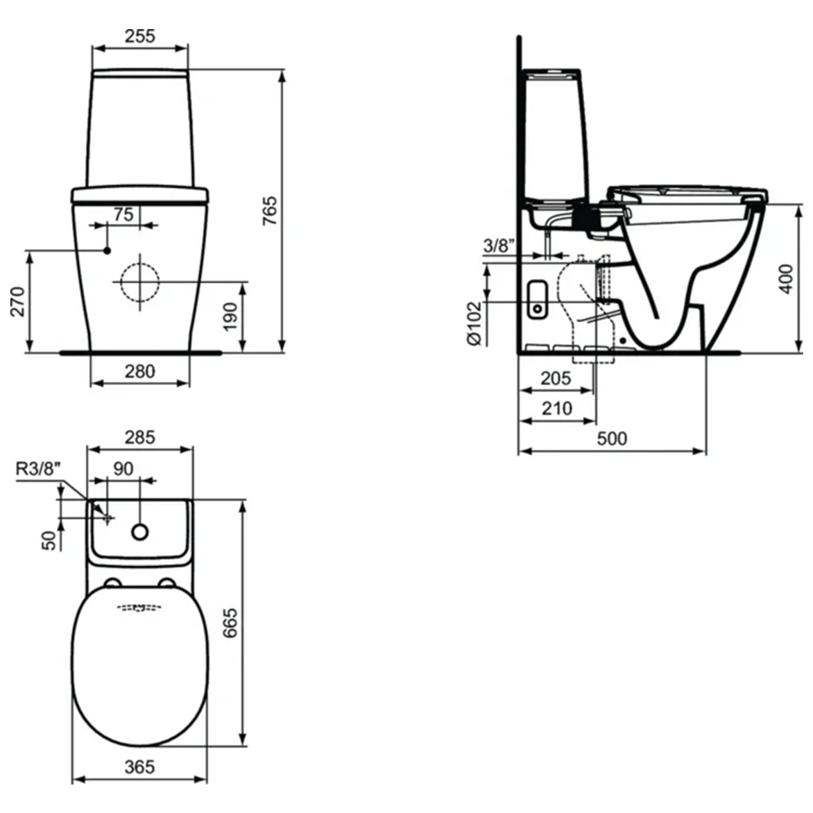 Ideal Standard Connect Чаша для унитаза моноблок с функцией биде, цвет: euro white E781701