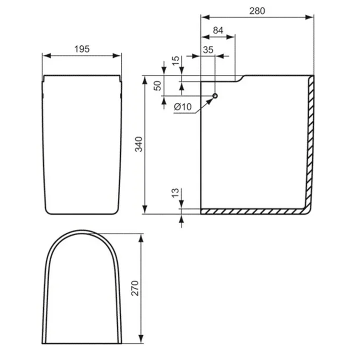 Ideal Standard Connect Полуколонна большая с крепежом, цвет: euro white E797401