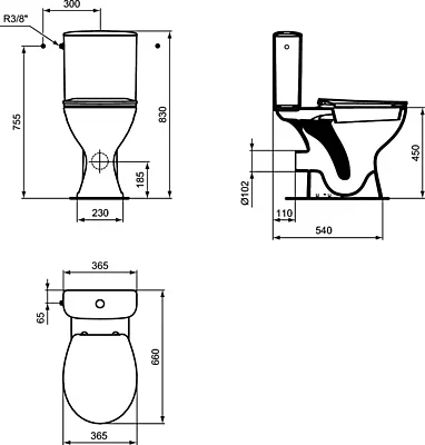 Ideal Standard Simplicity Чаша для унитаза моноблок, цвет: euro white E883201