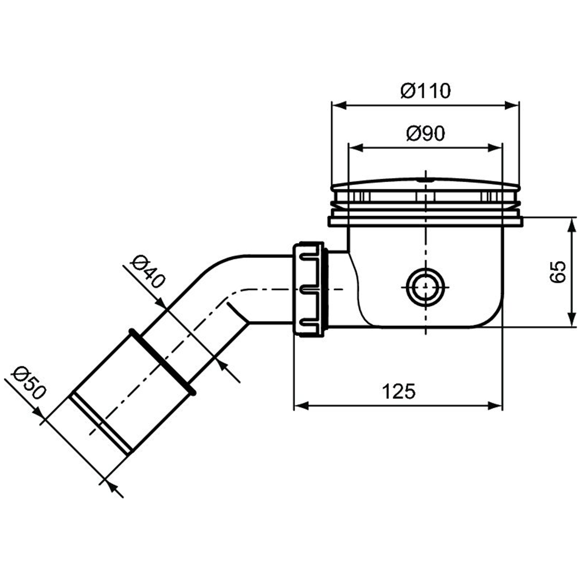 Ideal Standard No Suite Defined Слив для керамических/акриловых душевых поддонов Ø9 см, цвет: chrome J3417AA