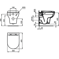 Ideal Standard Exacto Унитаз подвесной 36x48,5 см безободковый с крышкой микролифт, цвет: euro white R002601