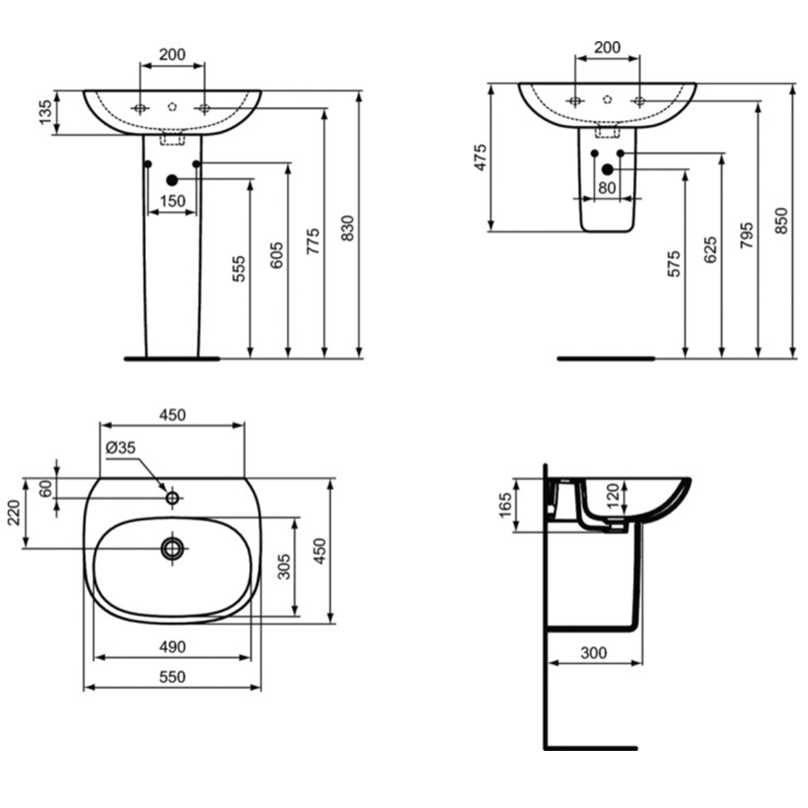 Ideal Standard Tesi Раковина подвесная 55x45 см, с переливом, цвет: euro white T352301