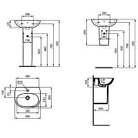 Ideal Standard Tesi Раковина подвесная 45x36 см, с переливом, цвет: euro white T352401