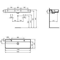 Ideal Standard Strada II Раковина подвесная двойная 120x43 см, с переливом, цвет: euro white T359501