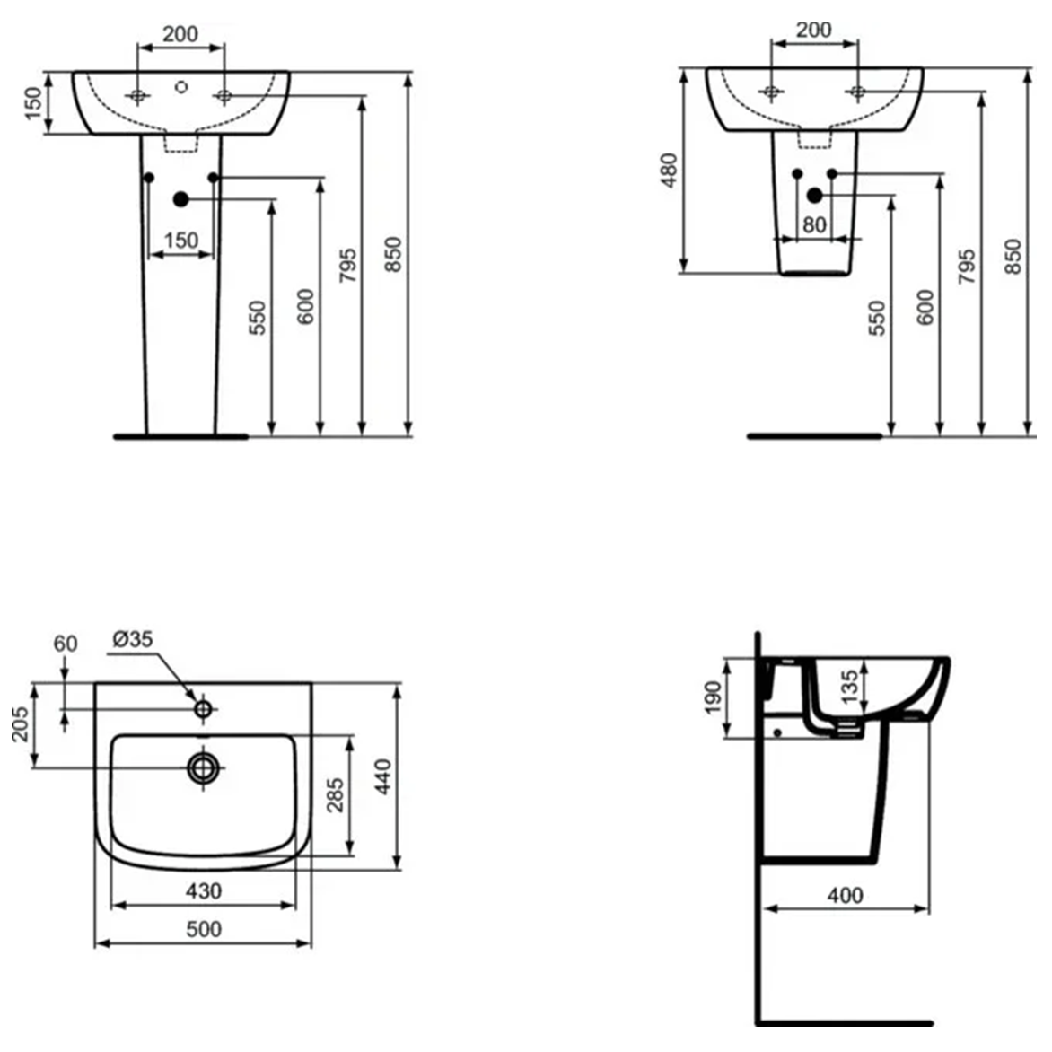 Ideal Standard Tempo Колонна для раковины, цвет: euro white T422901