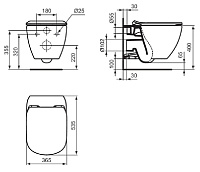 Ideal Standard Унитаз подвесной 53,5x36,5 см безободковый с крышкой микролифт, цвет: euro white T466501