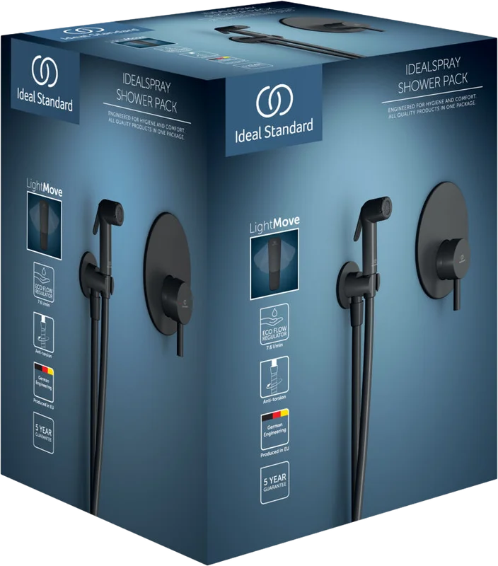 Ideal Standard Гигиенический душ со смесителем, шланговым подключением и шлангом, цвет: silk black BD651XG