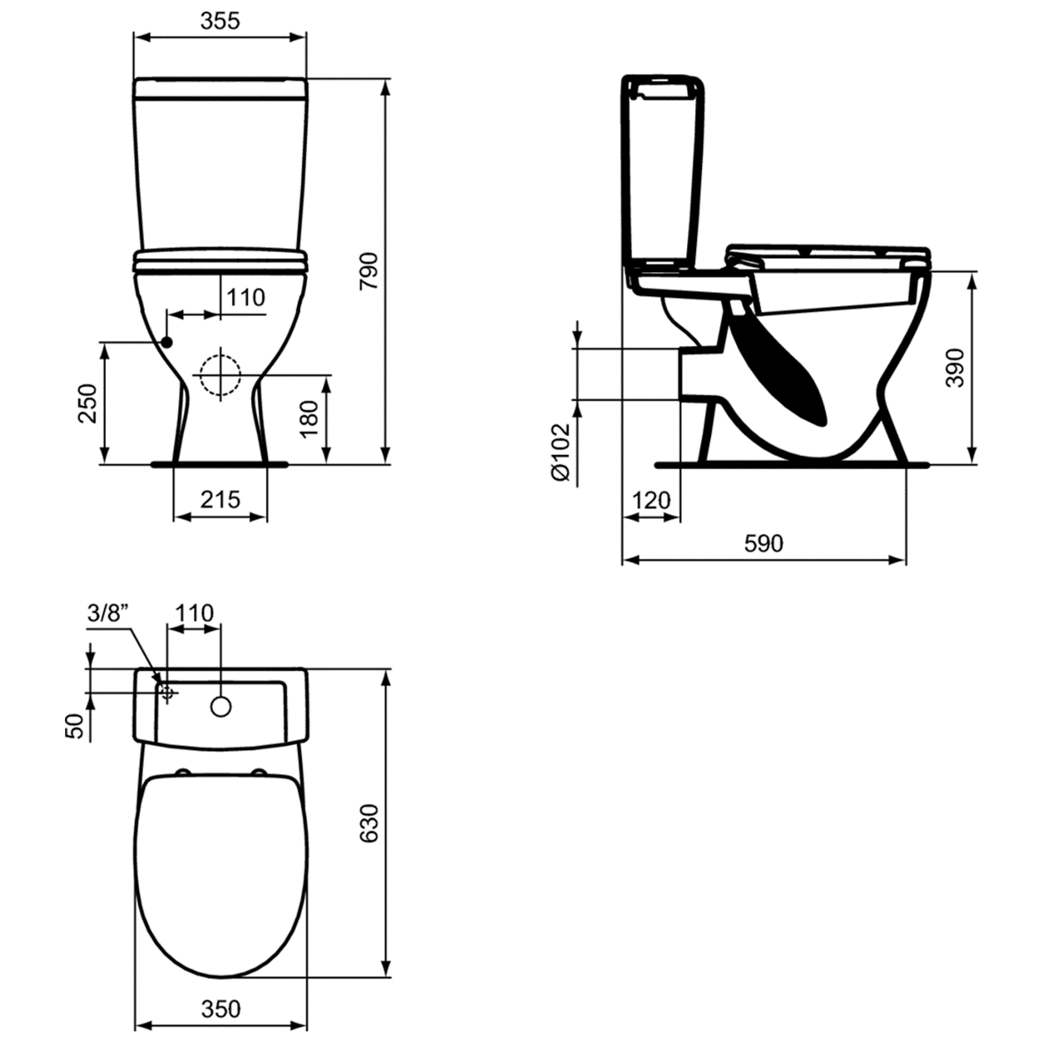 Ideal Standard Eurovit Чаша для унитаза моноблок с крышкой микролифт, цвет: euro white V337101