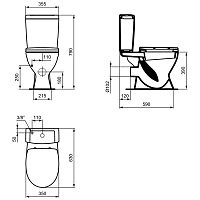 Ideal Standard Eurovit Чаша для унитаза моноблок с крышкой микролифт, цвет: euro white V337101