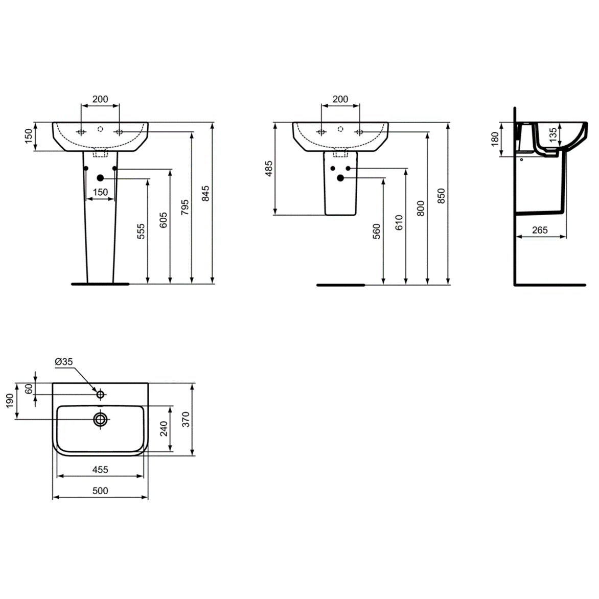 Ideal Standard I.Life S Раковина подвесная 50x37 см, с переливом, цвет: euro white T458501