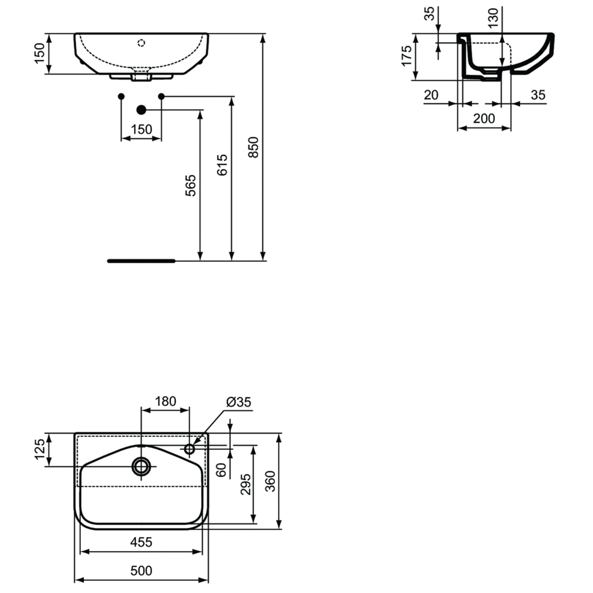 Ideal Standard I.Life S Раковина мебельная 50x36 см, с переливом, цвет: euro white T458801