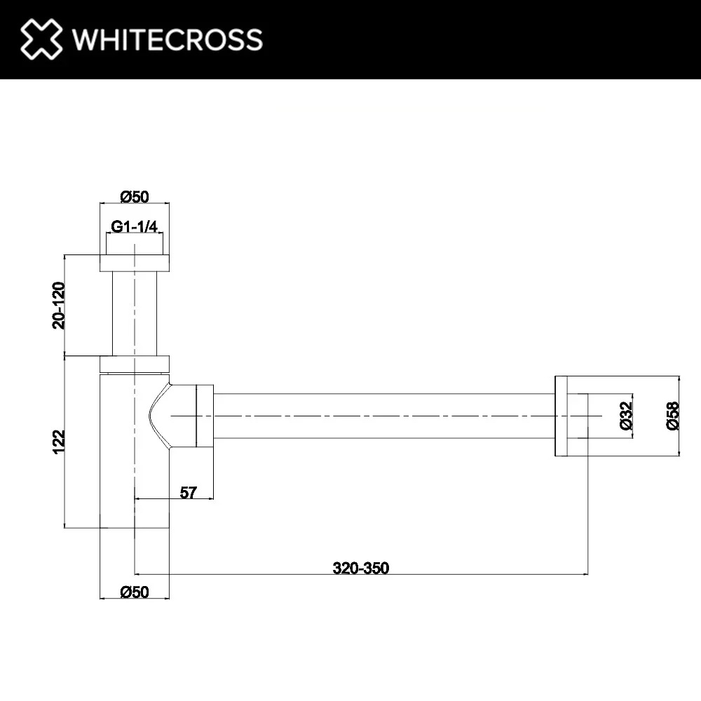 Whitecross Сифон для раковины, латунь, цвет: графит брашированный A186GM