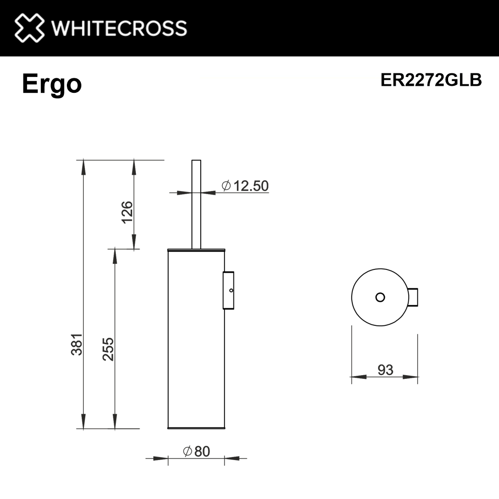 Whitecross Ergo Ершик для унитаза подвесной с колбой из нерж. стали, цвет: золото брашированное ER2272GLB