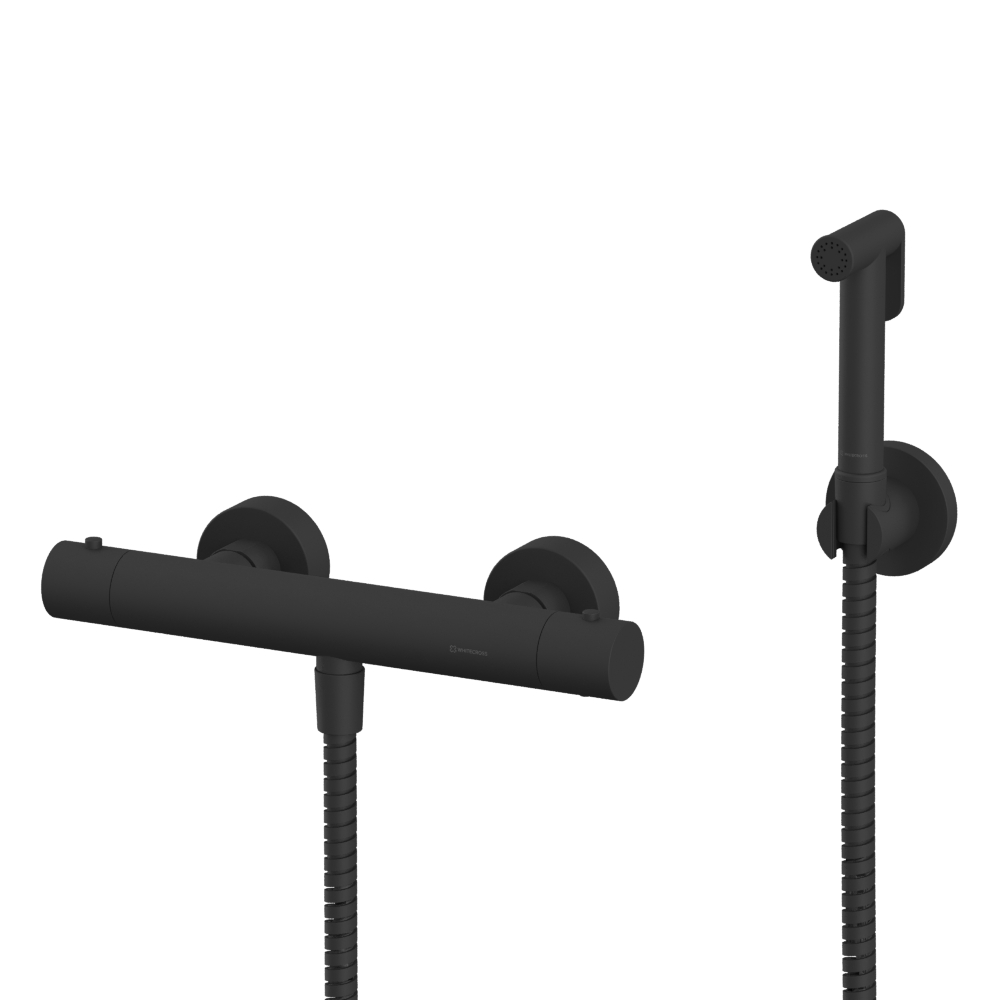Whitecross Y Гигиенический душ с термостатом, шланг 125 см, держатель, цвет: черный матовый SYSYBI3BL