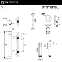 Whitecross Y Гигиенический душ с термостатом, шланг 125 см, держатель, цвет: черный матовый SYSYBI3BL
