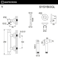 Whitecross Y Гигиенический душ с термостатом, шланг 125 см, держатель, цвет: золото глянцевое SYSYBI3GL