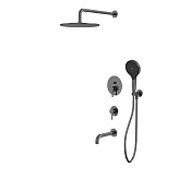 Whitecross Y Смеситель для ванны с встр. частью: излив 21 см, верхний душ, шланг, цвет: графит браш YSET07TOPGM