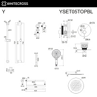 Whitecross Y Смеситель для душа с внутренней частью, настенный верхний душ, цвет: черный матовый YSET05TOPBL