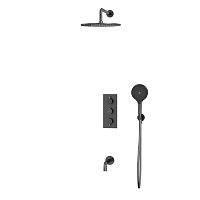 Whitecross Y Термостат для ванны с встр. частью: излив 21 см, верхний душ, шланг, цвет: графит браш YSET11TOPGM