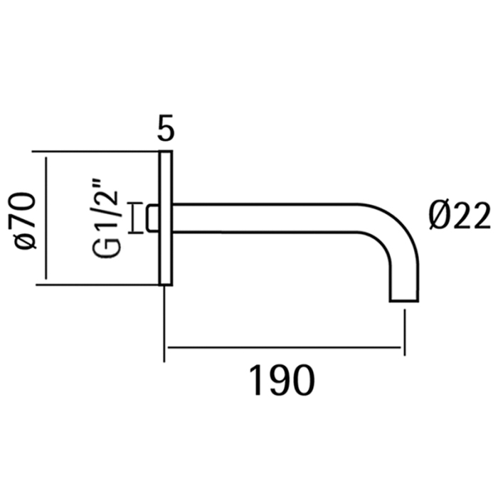 Cisal Xion Излив для ванны настенный 19 см, цвет: brushed stainless steel XI000240D1