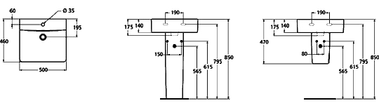 Ideal Standard Connect Раковина подвесная 50x46 см, с переливом, цвет: euro white E788401