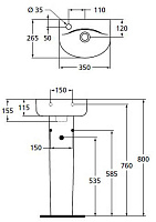 Ideal Standard Connect Раковина подвесная 35x26 см, с переливом, цвет: euro white E791401