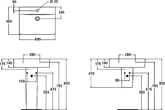 Ideal Standard Connect Раковина подвесная 60x46 см, с переливом, цвет: euro white E794501