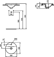 Ideal Standard Connect Раковина встраиваемая сверху 38x38 см, с переливом, цвет: euro white E504101