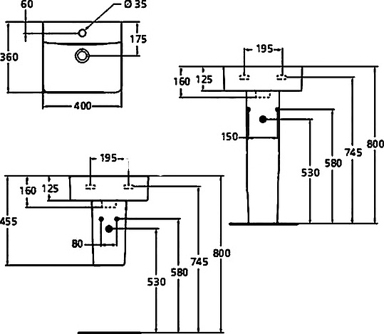 Ideal Standard Connect Раковина подвесная 40x36 см, с переливом, цвет: euro white E803301
