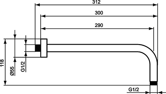 Ideal Standard Idealrain Кронштейн настенный 30 см, цвет: chrome B9444AA